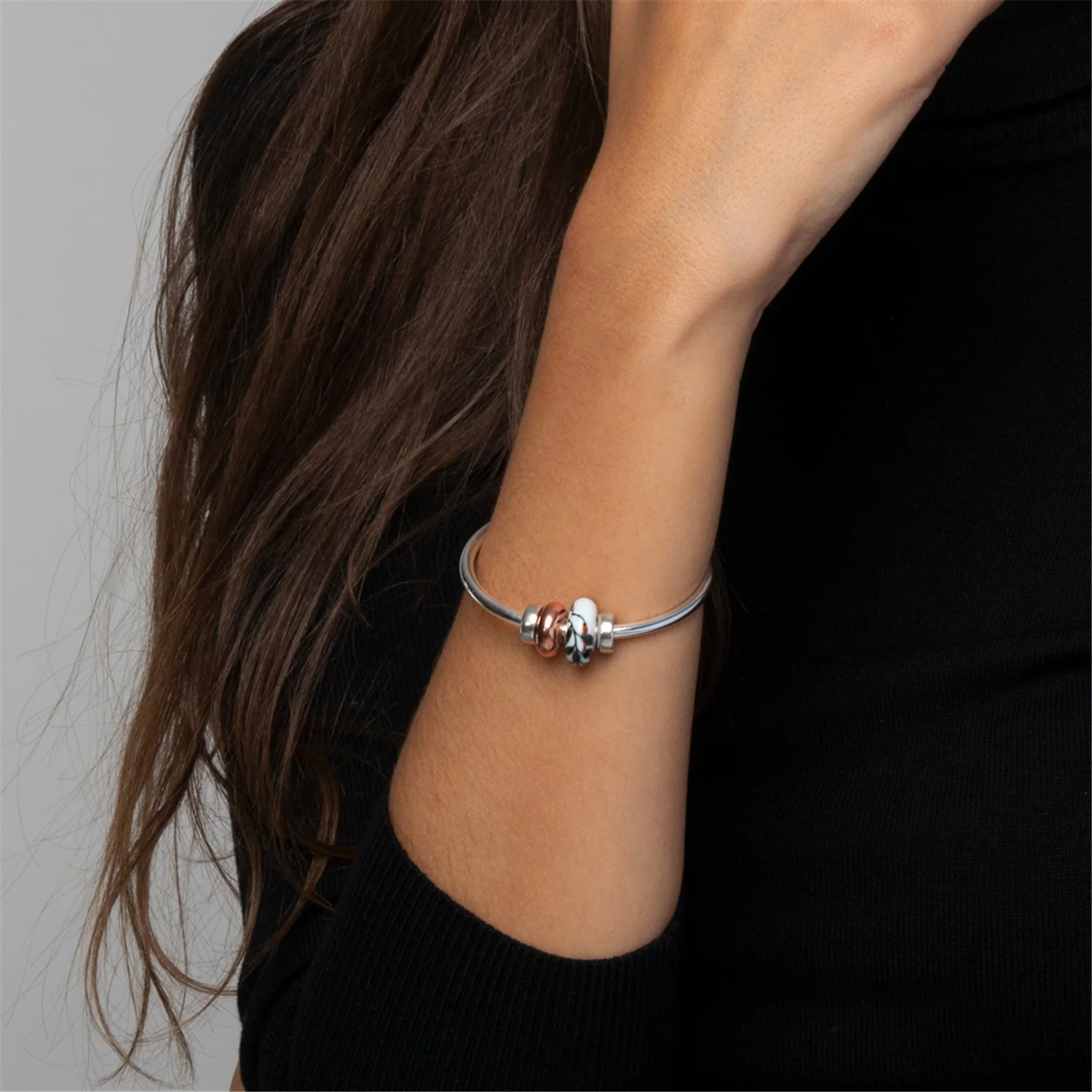 Bangle in Argento con 2 Stop Argento - Image 3