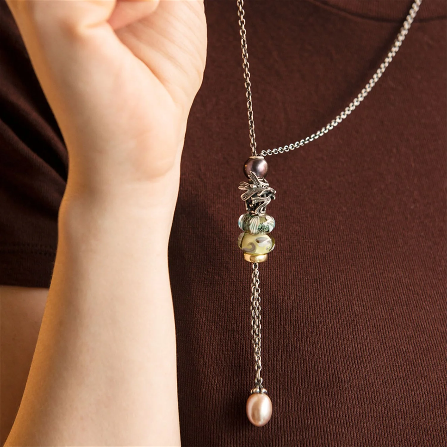 Collana d'Argento con Perla Rosa - Image 6